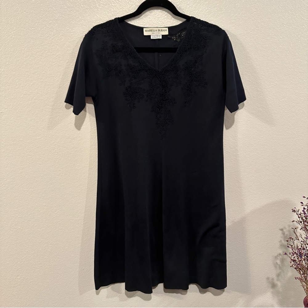 Mariella Burani Silk Vintage Black Swing Dress